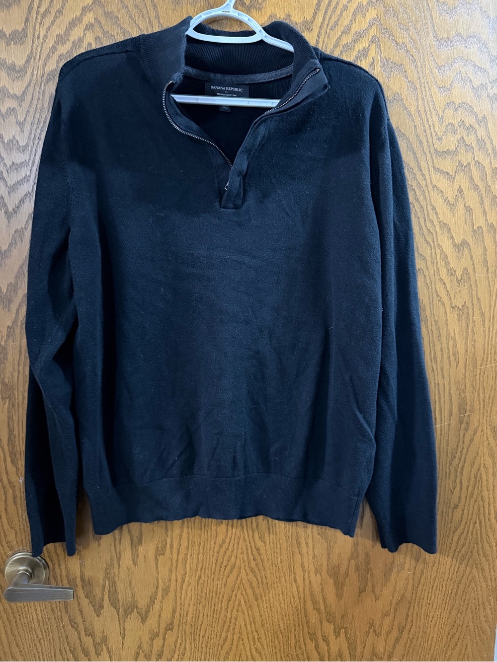 Banana Republic Men’s Luxury Blend Quarter Zip Sweater Large Black